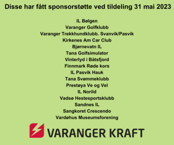 Tildeling av sponsorstøtte fra Varanger Kraft første halvår 2023